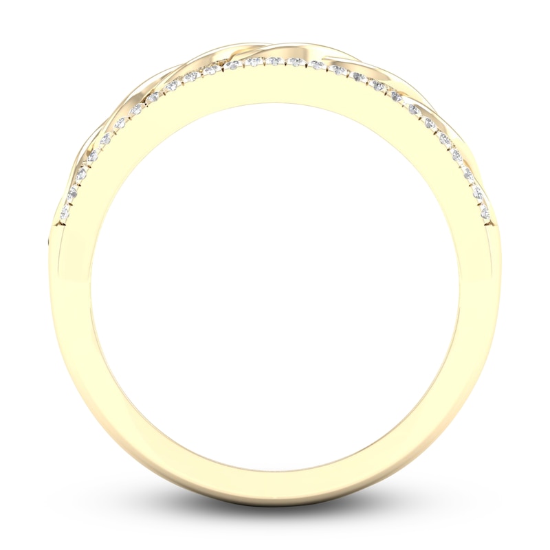 Main Image 4 of Diamond Twisted Wedding Band 1/8 ct tw Round 14K Yellow Gold