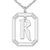 Thumbnail Image 1 of Diamond Initial Pendant Necklace 1/8 ct tw Round 14K White Gold 18"