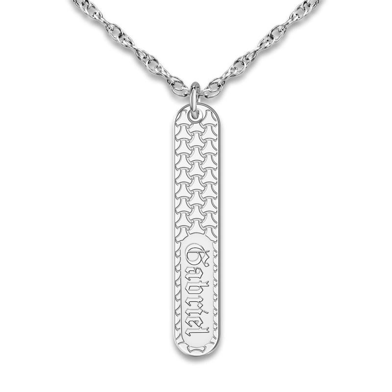 Main Image 1 of Men's Engravable Pendant Necklace 10K White Gold 18"
