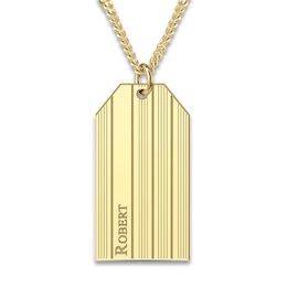 Men's Engravable Dog Tag Pendant Necklace Yellow Gold-Plated Sterling Silver 22"