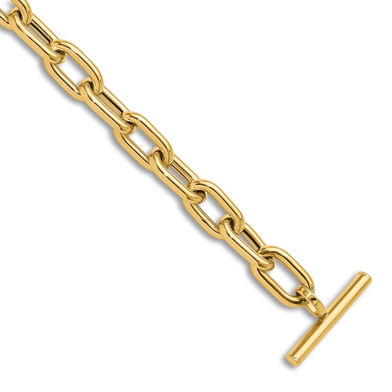 Main Image 1 of High-Polish Oval Link Toggle Bracelet 14K Yellow Gold 7.5"
