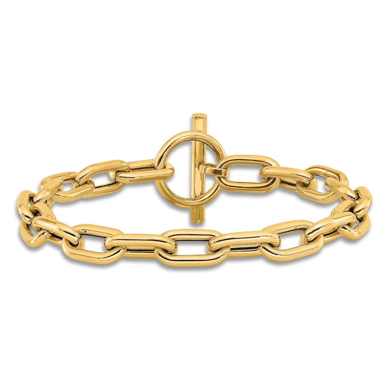 Main Image 3 of High-Polish Oval Link Toggle Bracelet 14K Yellow Gold 7.5"