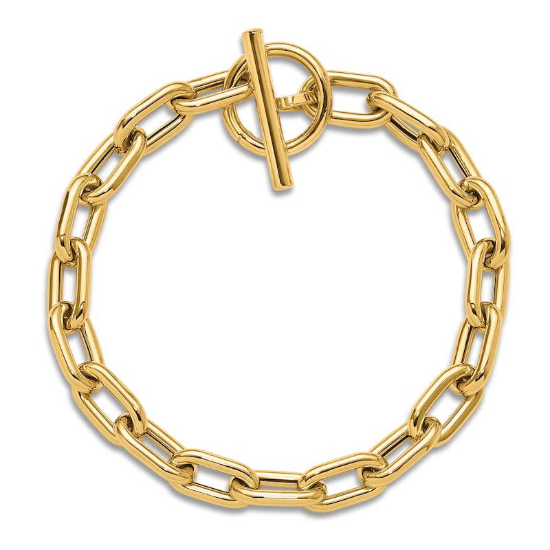 Main Image 4 of High-Polish Oval Link Toggle Bracelet 14K Yellow Gold 7.5"
