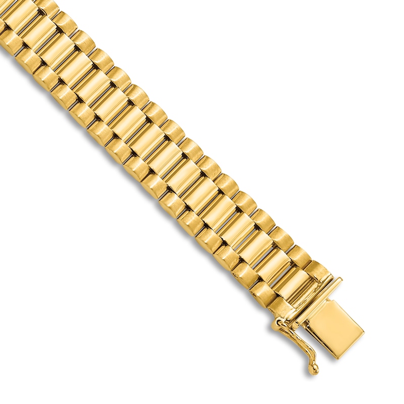 Main Image 1 of Men's Semi-Solid High-Polish Link Bracelet 14K Yellow Gold 8"