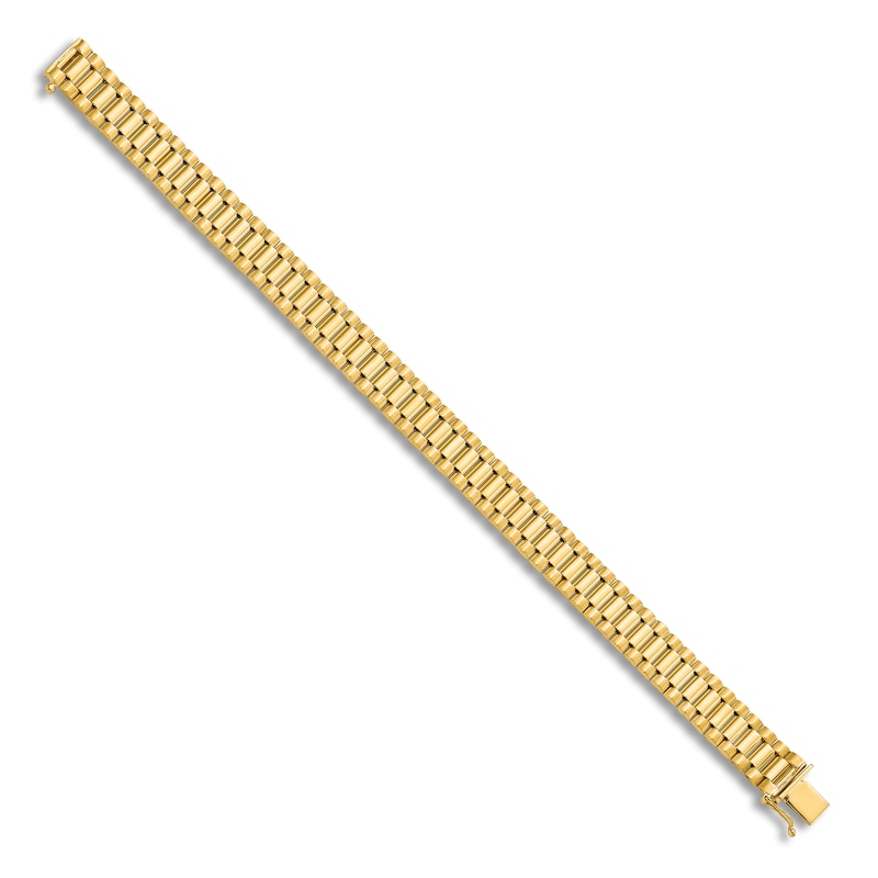 Main Image 2 of Men's Semi-Solid High-Polish Link Bracelet 14K Yellow Gold 8"