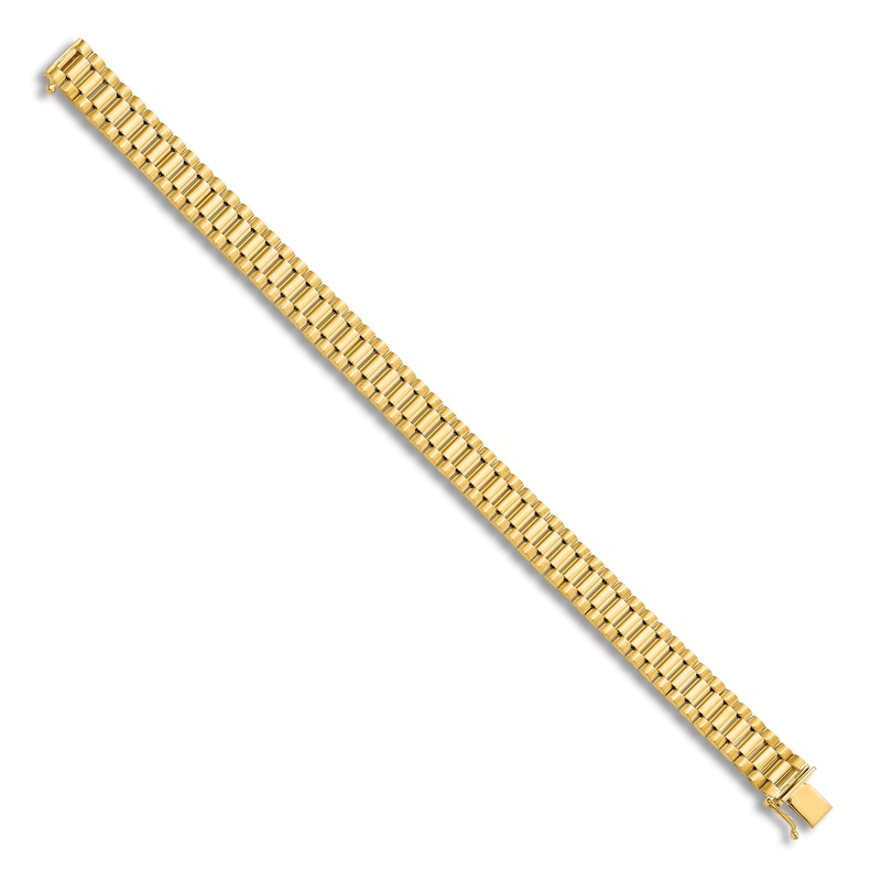 Men's Semi-Solid High-Polish Link Bracelet 14K Yellow Gold 8"