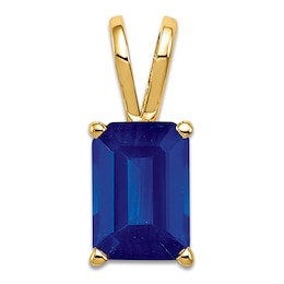 Natural Blue Sapphire Necklace Charm 14K Yellow Gold