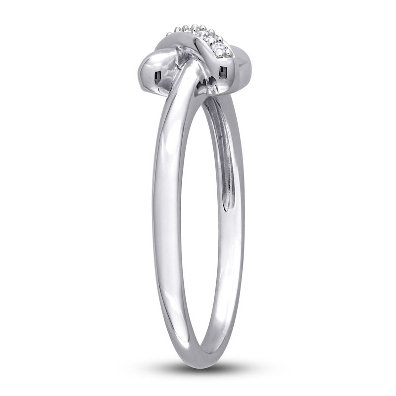 Y-Knot Ring Diamond Accents 14K White Gold