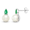 Thumbnail Image 1 of Freshwater Cultured Pearl & Natural Emerald Stud Earrings 14K White Gold