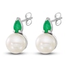 Thumbnail Image 2 of Freshwater Cultured Pearl & Natural Emerald Stud Earrings 14K White Gold
