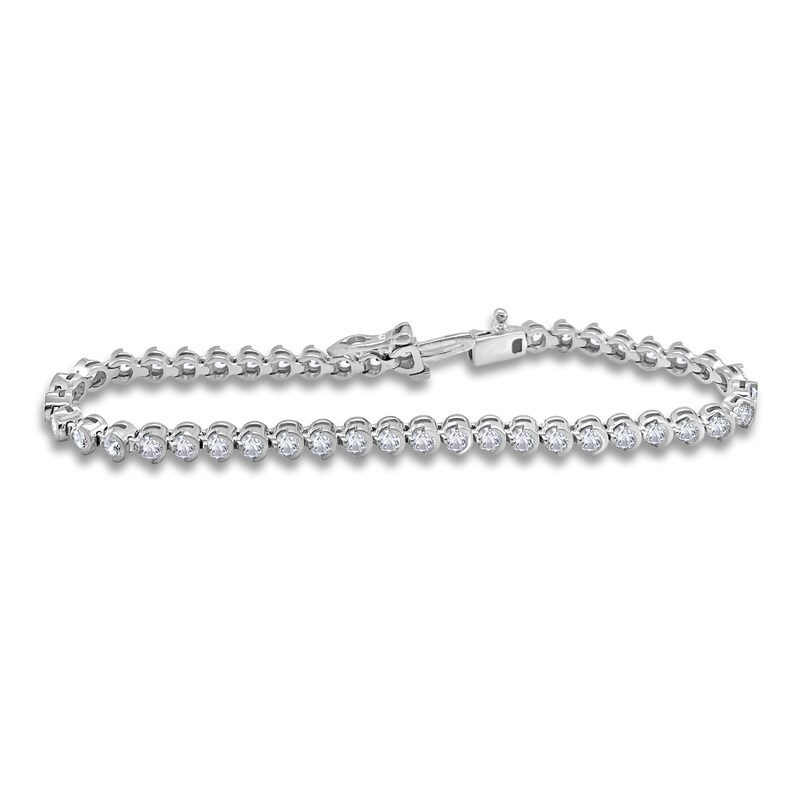 Diamond Bracelet 3 ct tw Round 14K White Gold 7"