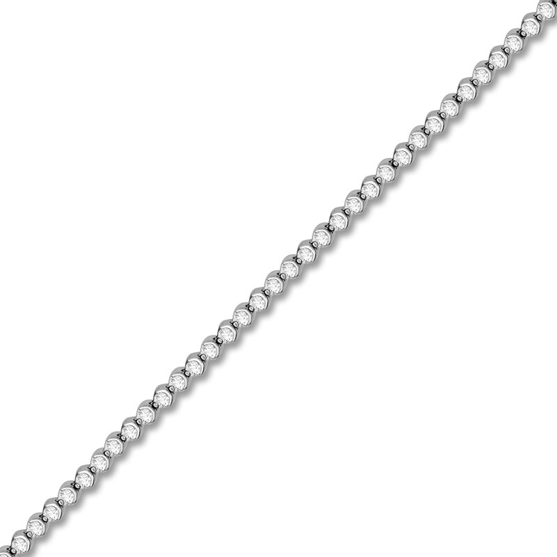 Diamond Bracelet 3 ct tw Round 14K White Gold 7"