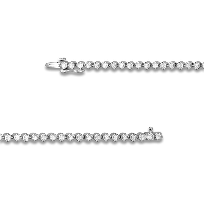 Diamond Bracelet 3 ct tw Round 14K White Gold 7"