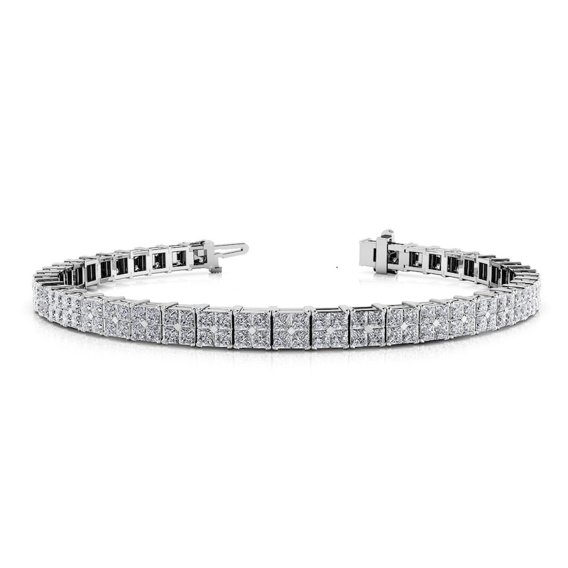 Diamond Bracelet 2-1/2 ct tw Princess 14K White Gold 7"
