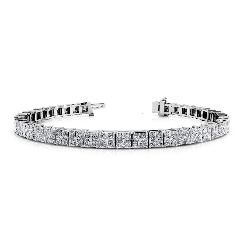 Diamond Bracelet 2-1/2 ct tw Princess 14K White Gold 7"