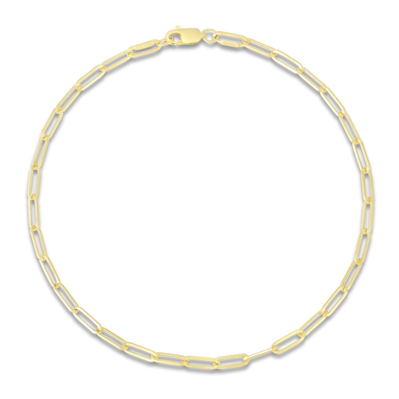 Paperclip Chain Anklet 14K Yellow Gold 10"