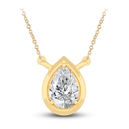 Diamond Pendant Necklace 3/8 ct tw Pear 14K Yellow Gold 18" (I1,I)