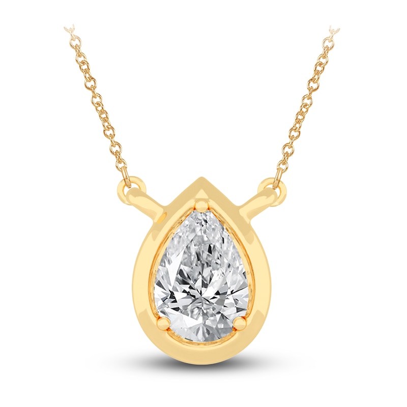 Main Image 1 of Diamond Pendant Necklace 3/8 ct tw Pear 14K Yellow Gold 18" (I1,I)