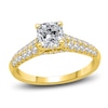 Thumbnail Image 1 of Diamond Halo Engagement Ring 1-3/8 ct tw Cushion/Round 14K Yellow Gold