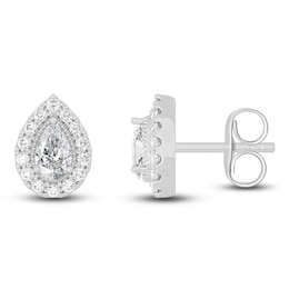 Diamond Earrings 5/8 ct tw Pear/Round 14K White Gold