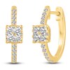Thumbnail Image 2 of Diamond Cushion Hoop Earrings 1/2 ct tw Round 14K Yellow Gold