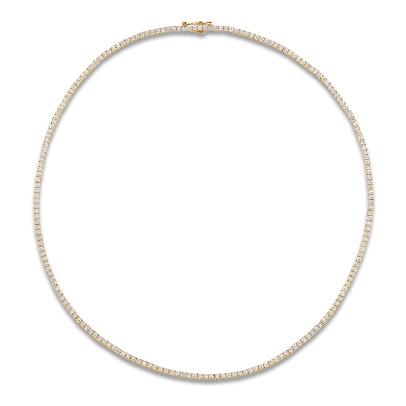 Main Image 1 of Lab-Grown Diamond Tennis Necklace 5 ct tw 14K Yellow Gold
