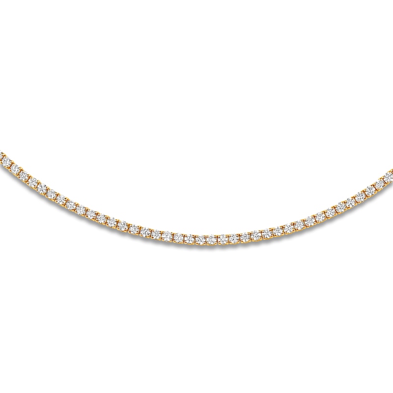 Main Image 4 of Lab-Grown Diamond Tennis Necklace 5 ct tw 14K Yellow Gold