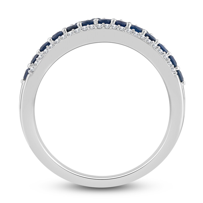 Main Image 2 of Natural Blue Sapphire Ring 1/8 ct tw Diamonds 14K White Gold
