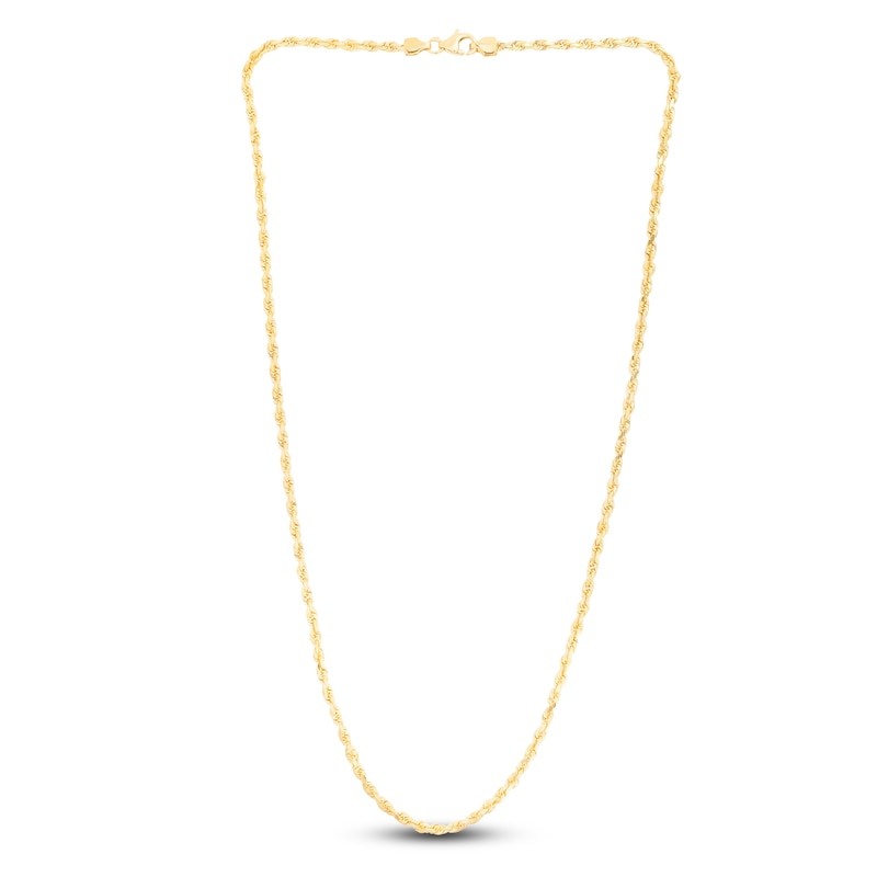 Main Image 2 of Solid Diamond-Cut Rope Chain Necklace 14K Yellow Gold 24" 3.0mm