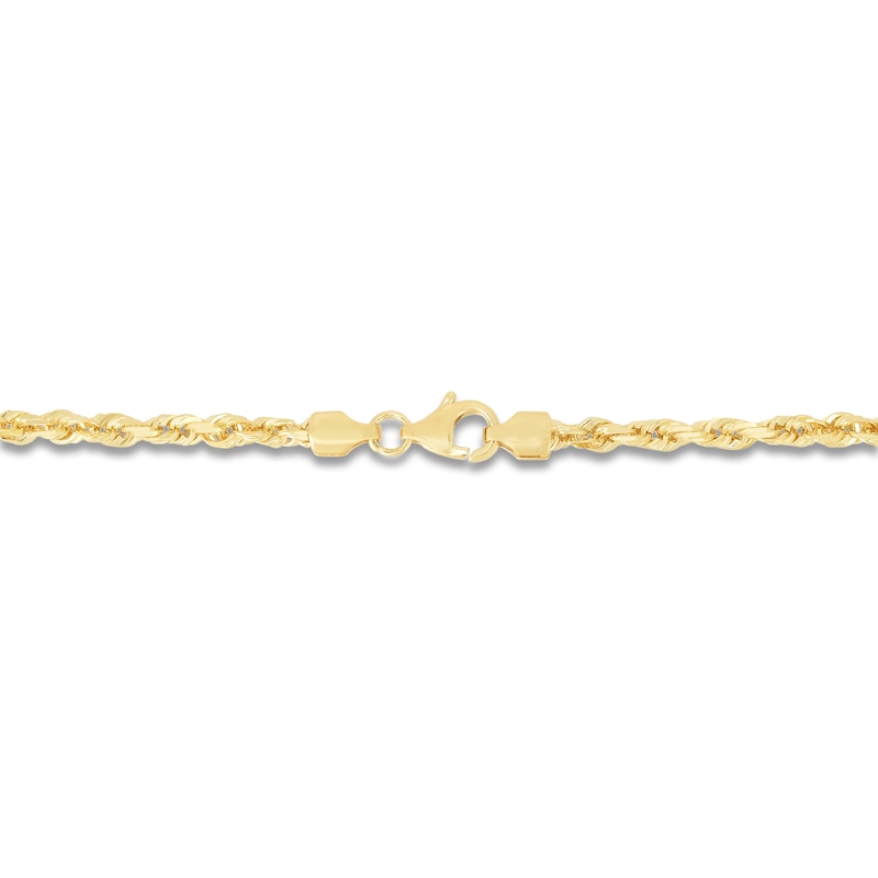 Main Image 3 of Solid Diamond-Cut Rope Chain Necklace 14K Yellow Gold 24" 3.0mm