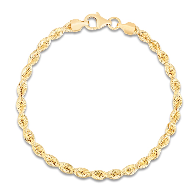 Main Image 1 of Solid Silk Rope Chain Bracelet 14K Yellow Gold 8" 3.7mm
