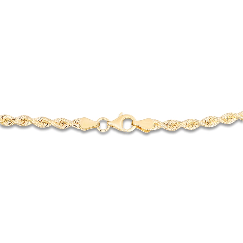 Main Image 2 of Solid Silk Rope Chain Bracelet 14K Yellow Gold 8" 3.7mm