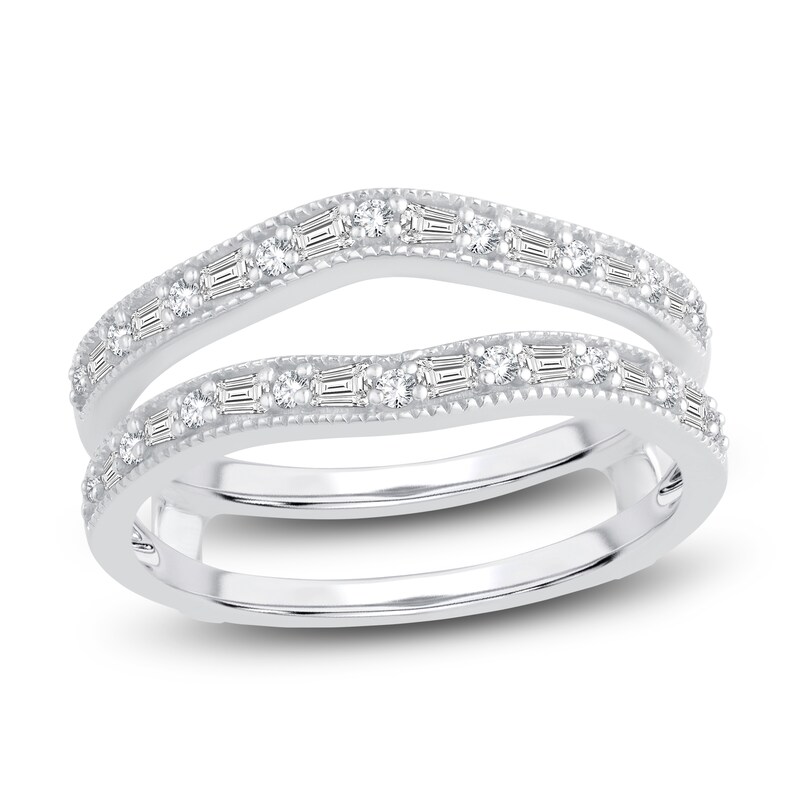 Diamond Enhancer Band 1/3 ct tw Baguette/Round 14K White Gold