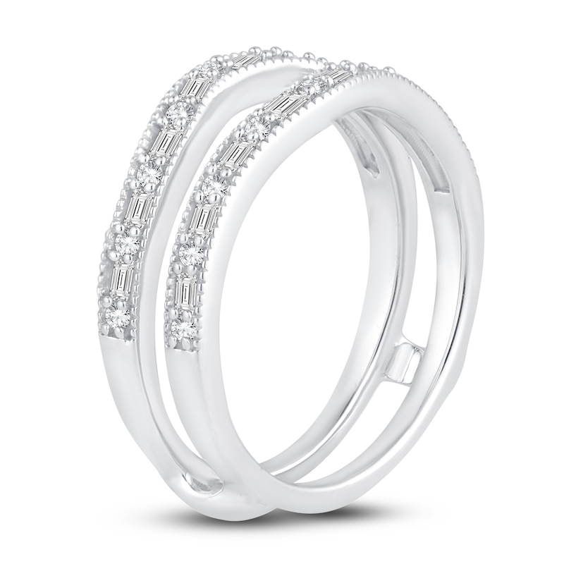 Diamond Enhancer Band 1/3 ct tw Baguette/Round 14K White Gold