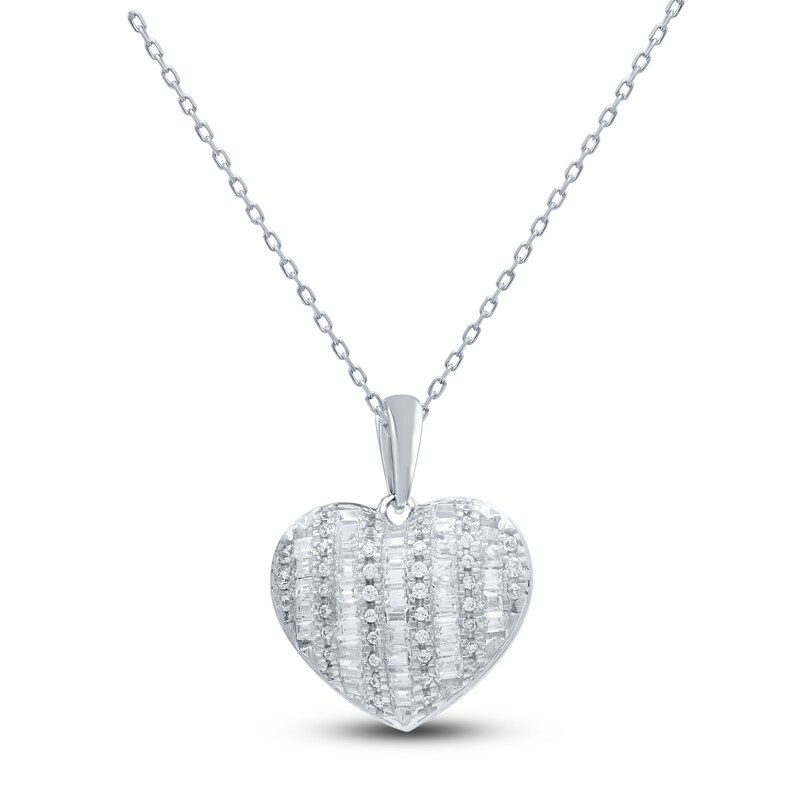 Main Image 1 of Diamond Heart Pendant Necklace 1/4 ct tw Round 14K White Gold 18"