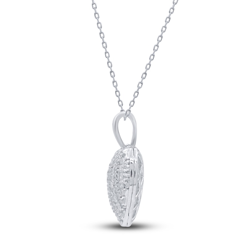 Diamond Heart Pendant Necklace 1/4 ct tw Round 14K White Gold 18"