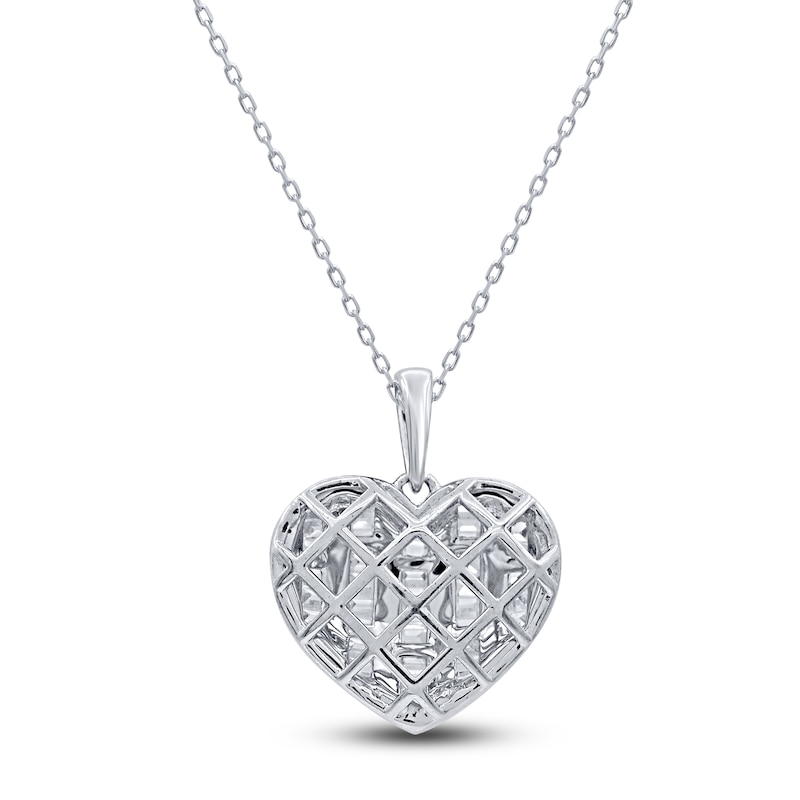 Main Image 3 of Diamond Heart Pendant Necklace 1/4 ct tw Round 14K White Gold 18"