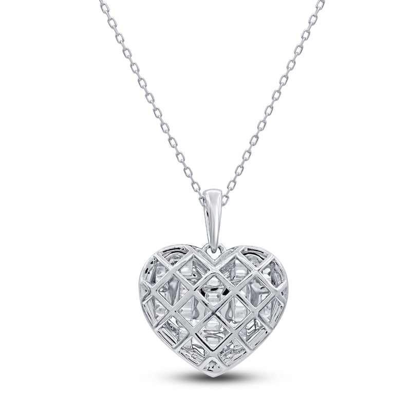 Diamond Heart Pendant Necklace 1/4 ct tw Round 14K White Gold 18"