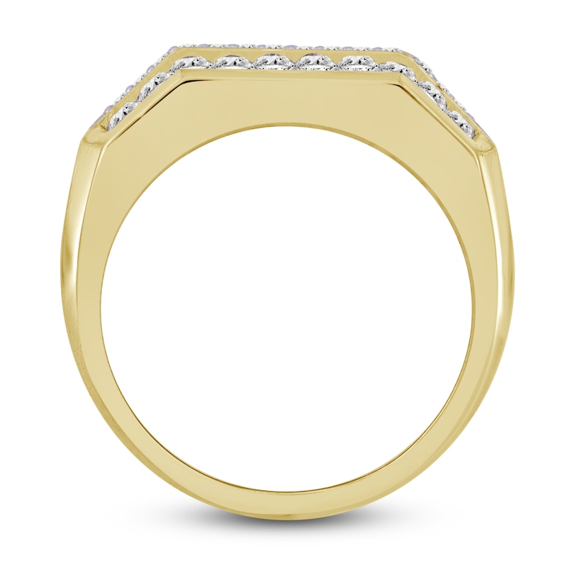 Main Image 2 of The New Fashioned Men's Bourbon-Colored & White Diamond Ring 2 ct tw Round 10K Yellow Gold