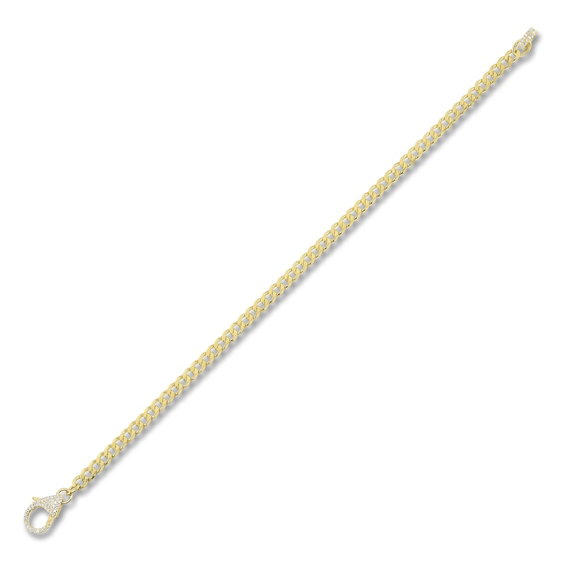 Main Image 2 of Shy Creation Diamond Clasp Curb Chain Bracelet 1/4 ct tw 14K Yellow Gold SC55022908