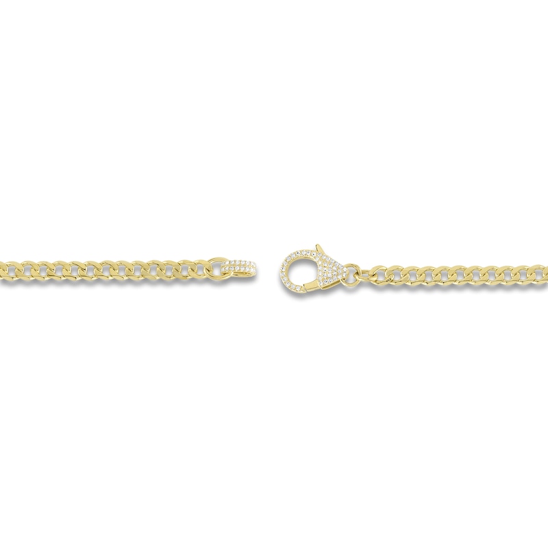 Shy Creation Diamond Clasp Curb Chain Bracelet 1/4 ct tw 14K Yellow Gold SC55022908