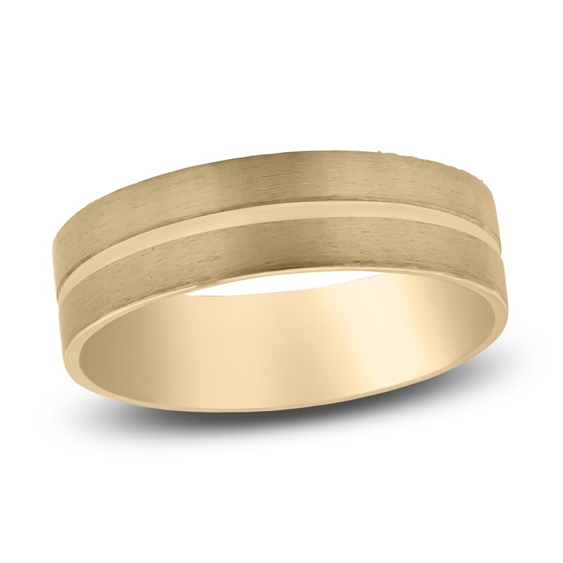 Main Image 1 of Matte Split Wedding Band 14K Yellow Gold