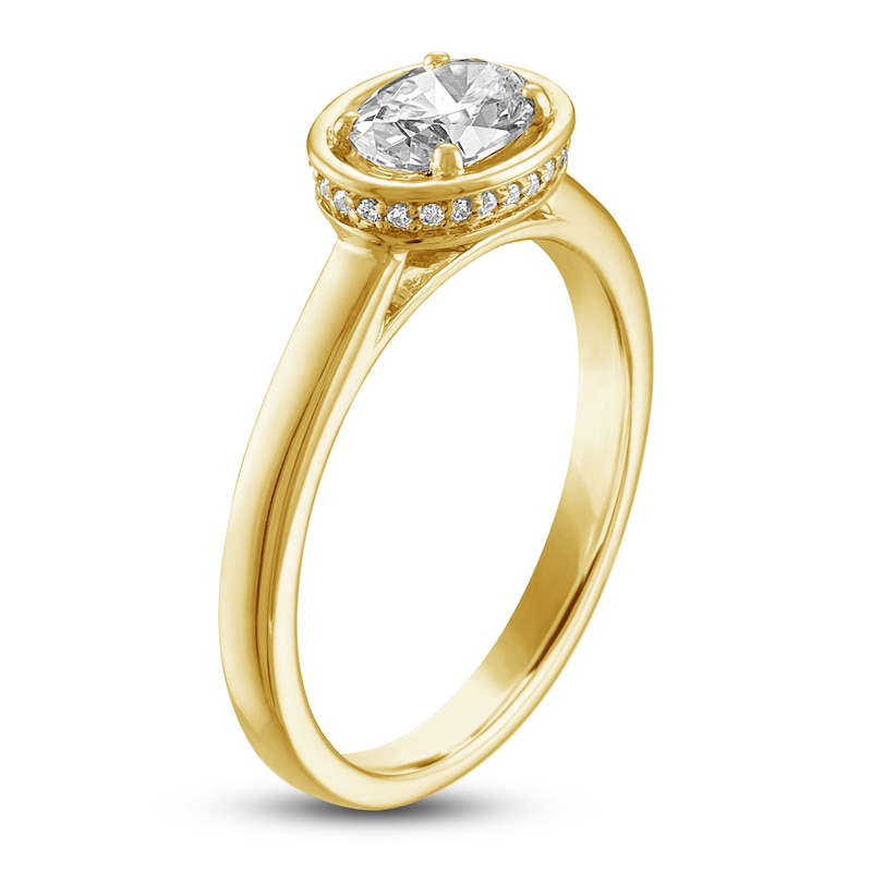 Main Image 2 of Oval-Cut Diamond Solitaire Ring 3/4 ct tw 14K Yellow Gold 7.2mm