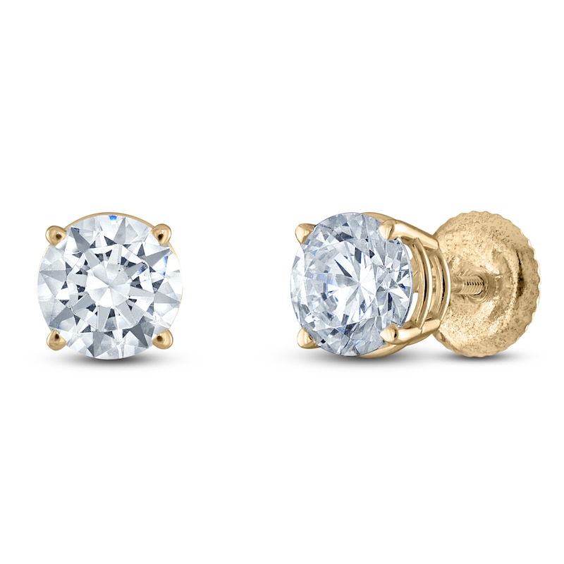 Main Image 2 of Round-Cut Diamond Solitaire Stud Earrings 3 ct tw 14K Yellow Gold (I/I2)