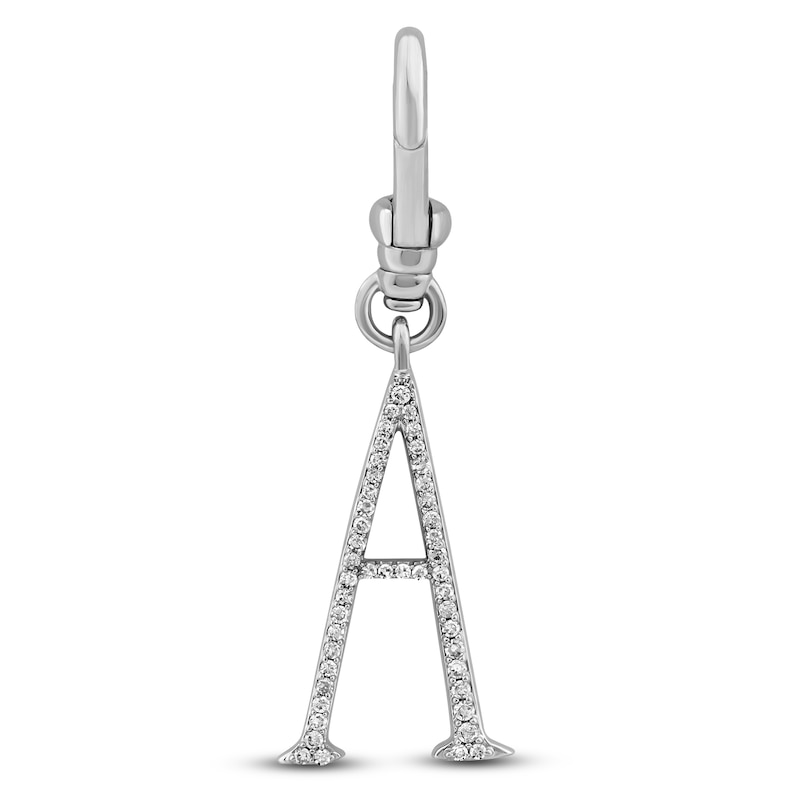 Main Image 1 of Charm'd by Lulu Frost Diamond Letter A Charm 1/10 ct tw Pavé Round 10K White Gold