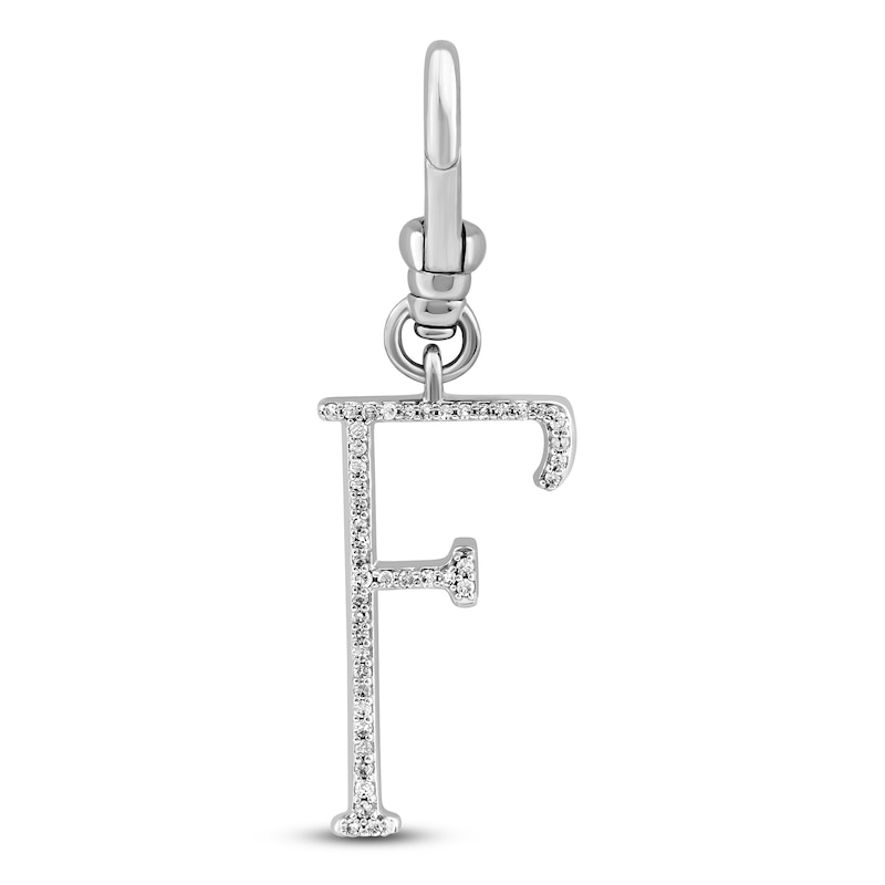 Main Image 1 of Charm'd by Lulu Frost Diamond Letter F Charm 1/15 ct tw Pavé Round 10K White Gold