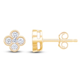 Diamond Clover Stud Earrings 1/4 ct tw 10K Yellow Gold