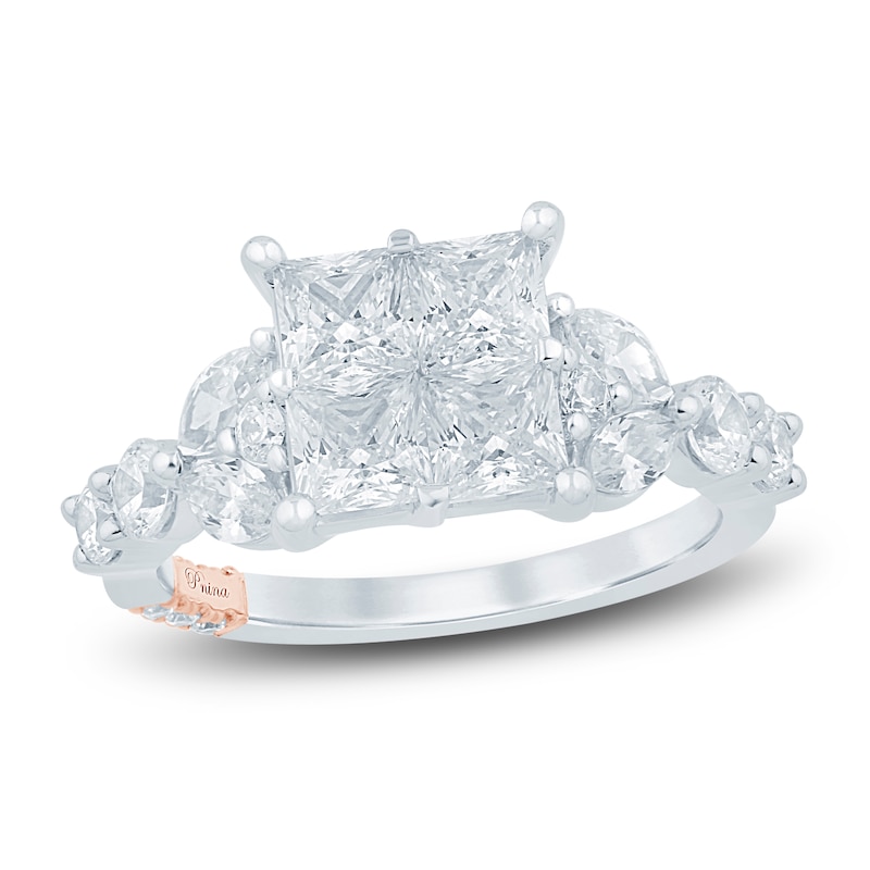 Main Image 1 of Pnina Tornai Princess-Cut Quad Diamond Engagement Ring 3 ct tw 14K White Gold