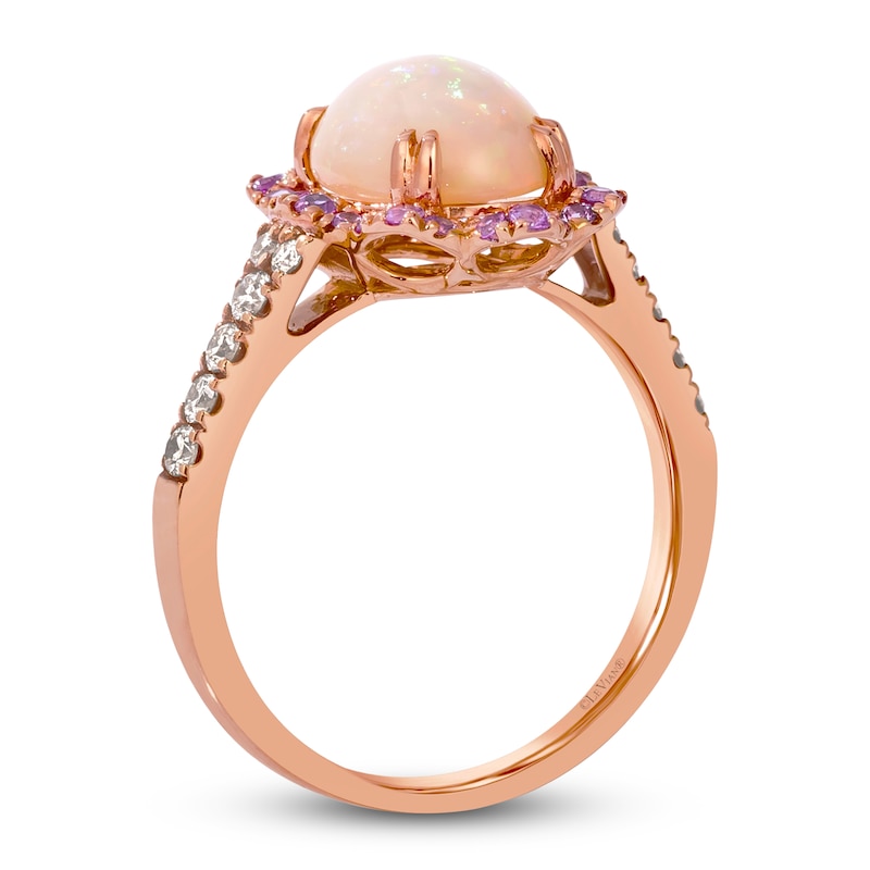 Main Image 2 of Le Vian Natural Opal & Pink Sapphire Ring 1/4 ct tw Diamonds 14K Strawberry Gold