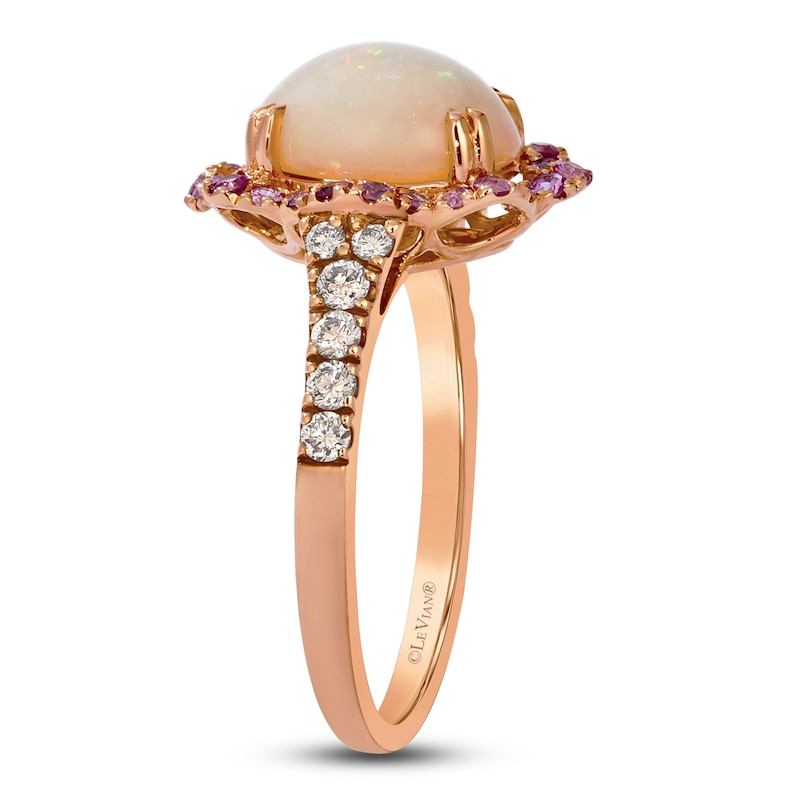 Main Image 3 of Le Vian Natural Opal & Pink Sapphire Ring 1/4 ct tw Diamonds 14K Strawberry Gold